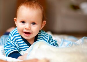 Babyoverall ohne Fuß blau-weiß  - biobaby