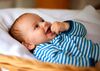Babyoverall ohne Fuß blau-weiß  - biobaby