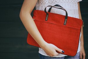 Exclusive Designer iPad Tasche aus Hanf/Leder/Baumwolle (rot) - Eccolifestyle