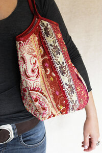 EDWIDGE Sommerbeutel aus Baumwolle und Jacquard mit Lederdetails - IPA-NIMA