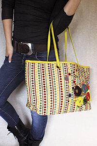 Ipa-Nima AQUA Sommerbeutel aus Jacquard mit handbestickten Fischen aus Leder  - IPA-NIMA