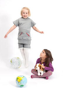 Sweatshirt für Mädchen kurzarm aus reiner Bio-Baumwolle kbA - green astronaut
