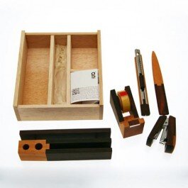 Edles Schreibtisch-Set - wooden radio