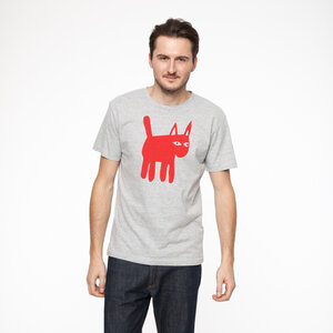 Cat T-Shirt red/melange grey - THOKKTHOKK