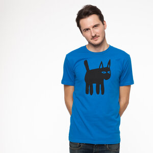 Cat T-Shirt black/french blue - THOKKTHOKK