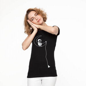FellHerz Girl in the moon Cap Sleeve white/black - FellHerz