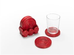 Upcycelter Glasuntersetzer mit gerollten Körbchen (Set von 6) - Kalakosh