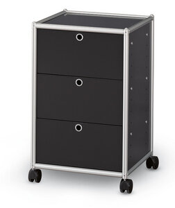 alu.tec Rollcontainer mit 3 Schubladen, schwarz - AMS Möbelmanufaktur