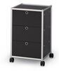 alu.tec Rollcontainer mit 3 Schubladen, schwarz - AMS Möbelmanufaktur
