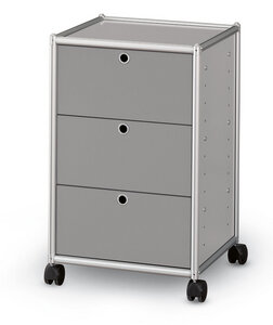 alu.tec Rollcontainer mit 3 Schubladen, grau - AMS Möbelmanufaktur