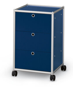 alu.tec Rollcontainer mit 3 Schubladen, blau - AMS Möbelmanufaktur
