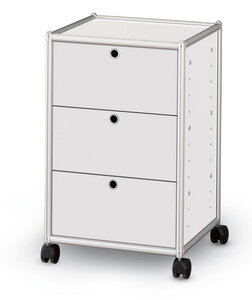 alu.tec Rollcontainer mit 3 Schubladen, weiß - AMS Möbelmanufaktur