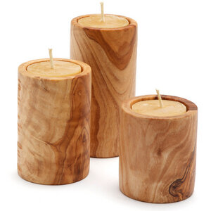 Olivenholz Teelichthalter - 3er Set - NATUREHOME