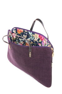 Exclusive Designer iPad Tasche aus Hanf/Leder/Baumwolle (aubergine) - Eccolifestyle