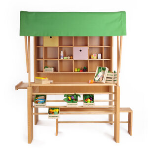 NATUREHOME Kaufladen, Handarbeit, Holz mit Bio Naturöl, zusammenklappbar, grün - NATUREHOME