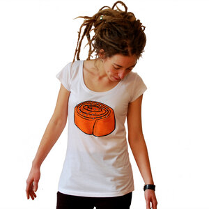 Damen T-Shirt Zimtschnecke weiss - Cmig