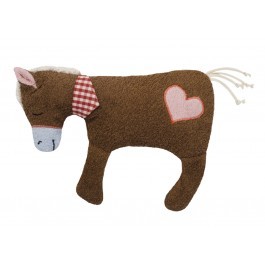 Efie XL Pferd braun mit Herz, Spieltier und Kuschelkissen, kontrolliert biologischer Anbau, 100 % Made in Germany - Efie