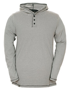 Captains hooded longsleeve in blue / white striped - bleed