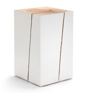 Massiver Design Holzhocker, Erle edel-weiß lackiert - NATUREHOME