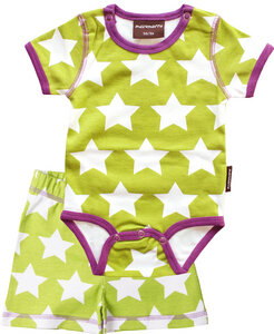maxomorra Outfit Body & Shorts 'Stars Green' - maxomorra