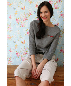 Jersey Sweater anthra geringelt - Alma & Lovis