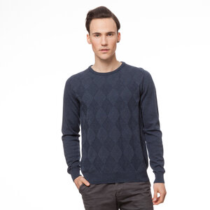 THOKKTHOKK Karo Stickpullover blau - THOKKTHOKK
